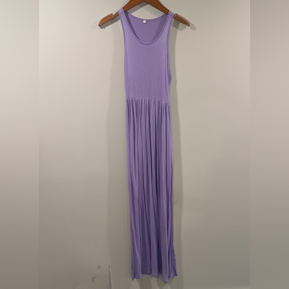 No Brand Women’s Sleeveless Light Purple Maxi Dress with Scoop Neck Size S